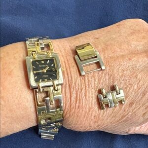 Armitron VintageTwo-Tone Metal Watch with Geometric Links